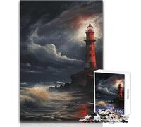 1000 Piece Jigsaw Puzzle for Adults Lighthouse in The Storm Educational Family Game Presents for Women Secret Santa Gifts Size 38x26cm