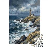 1000-Piece Jigsaw Puzzle for Adults, Lighthouse on A Rocky Coast, 70x50cm/1000pcs, Thoughtful Gift Idea, Relaxing Indoor Activity And Time at Home