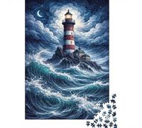 1000 Piece Jigsaw Puzzle for Adults, Lighthouse on a Stormy Night