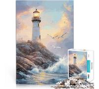 1000 Piece Jigsaw Puzzle for Adults Lighthouse on Rocky Coast Analyse und Logik Künstlersammlung, Bildende Kunst75x50cm