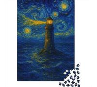 1000 Piece Jigsaw Puzzle for Adults, Lighthouse Under Starry Night Sky, 38x26cm/1000pcs, Thoughtful Gift Idea, Screen-Free Leisure And Quiet Weekends
