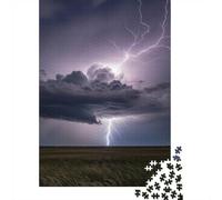 1000 Piece Jigsaw Puzzle for Adults, Lightning Strikes over A Field, 38x26cm/1000pcs, Festive Gift Idea, Winter Indoor Activity And Family Time at Home