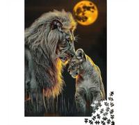1000 Piece Jigsaw Puzzle for Adults, Lion and Lioness Under the Moon