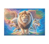 1000 Piece Jigsaw Puzzle for Adults Lion And Wolf 1000 PCS 75x50cm Premium Cardboard Tight Seamless Fit No Bending Tearing Long Lasting Durable Use Gift