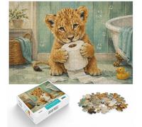 1000 Piece Jigsaw Puzzle for Adults, Lion Cub with Toilet Paper Painting | As a Christmas gift idea, this adult jigsaw puzzle with 1000 pieces works as both a festive gift and an indoor activity.