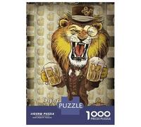 1000 Piece Jigsaw Puzzle for Adults Lion Enjoy Craft Beer Jigsaw for Adults Relaxing Games Stress Reliever Birthday And Unique Gifts 52x38cm/1000pcs