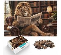 1000 Piece Jigsaw Puzzle for Adults, Lion Reading Newspaper Library | For calm, screen-free entertainment: Adult jigsaw puzzle with 1000 pieces keeps the challenge engaging over a longer puzzle.