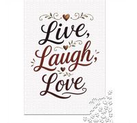 1000 Piece Jigsaw Puzzle for Adults, Live Laugh Love text art