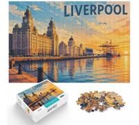 1000 Piece Jigsaw Puzzle for Adults, Liverpool Cityscape Vintage Travel | For shared family time: Adult jigsaw puzzle with 1000 pieces is a practical choice for puzzle fans who enjoy detail.