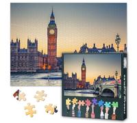 1000 Piece Jigsaw Puzzle for Adults London England Big Ben Sunset Bridge River Thames Landscape Cityscape Photography Wall Art Home Decor 27.5 x 19.7 Inches