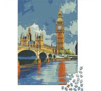 1000 Piece Jigsaw Puzzle for Adults London Landmarks Art Print Jigsaw for Adults Family Game Difficult Challenge Birthday And Unique Gifts 52x38cm/1000pcs