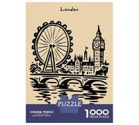 1000 Piece Jigsaw Puzzle for Adults, London Skyline Sketch Artwork, Premium Puzzle Challenge, Gift for Adults, Precision Cut Pieces, 38x26cm/1000pcs