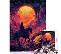1000 Piece Jigsaw Puzzle for Adults Lone Rider Surreal Landscape Fun Interactive Family Experience Wonderful Holiday Giftsing Choice (38x26cm)