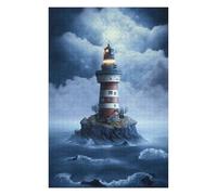 1000 Piece Jigsaw Puzzle for Adults, Lonely Lighthouse in Stormy Seas