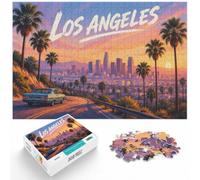 1000 Piece Jigsaw Puzzle for Adults, Los Angeles Palm Trees Cityscape | For the Christmas break: Adult jigsaw puzzle with 1000 pieces offers adults a patient challenge for colder days.