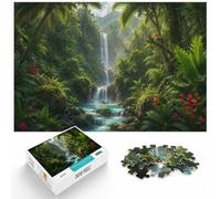 1000 Piece Jigsaw Puzzle for Adults, Lost Paradise︰ Hidden Jungle Waterfall | For puzzle time at home, this adult jigsaw puzzle with 1000 pieces offers a longer challenge for patient puzzlers.