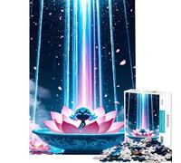 1000 Piece Jigsaw Puzzle for Adults Lotus Bloom with Figure And Light Challenging Game Toys Relaxing Games Presents for Women Great Gifts And Toys (Size 38x26cm)