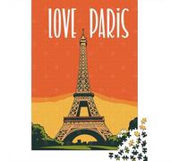 1000-Piece Jigsaw Puzzle for Adults, Love Eiffel Tower Paris Poster, 52x38cm/1000pcs, Birthday Or Housewarming Gift, Family Activity And Quiet Weekends