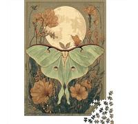 1000-Piece Jigsaw Puzzle for Adults, Luna Moth Art Print, 52x38cm/1000pcs; A Calm After-work Activity; Low-dust White Cardboard Pieces