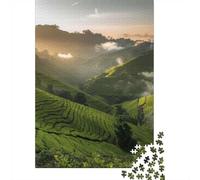 1000 Piece Jigsaw Puzzle for Adults, Lush Green Tea Plantation Landscape-1