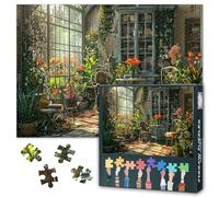 1000 Piece Jigsaw Puzzle for Adults Lush Greenhouse Sunroom Puzzle Plants Jigsaw Puzzles Vibrant Indoor Garden Durable Puzzles Gift Home Wall Decor for Bedroom 50.5x70.5cm