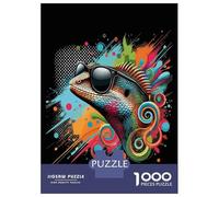 1000 Piece Jigsaw Puzzle for Adults, Lustige Echsen Kleidung Artwork, Creative Leisure Activity, Festive Season Fun, Premium Thick Cardboard, 38x26cm/1000pcs