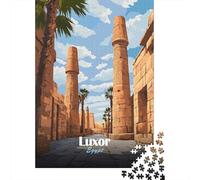 1000 Piece Jigsaw Puzzle for Adults, Luxor Egypt Temple Illustration, 52x38cm/1000pcs, Puzzle Lover Present, Family Activity And Evening Downtime