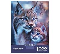 1000 Piece Jigsaw Puzzle for Adults Lynx Mother And Cub Jigsaw for Adults Relaxing Games Stress Reliever Birthday And Unique Gifts 52x38cm/1000pcs