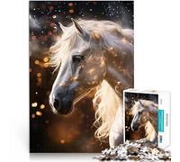 1000 Piece Jigsaw Puzzle for Adults magic friesian white horse Entspannungsspiele Tolles Geschenk für Spiele38x26cm