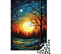 1000-Piece Jigsaw Puzzle for Adults, Magical Forest Sunset, 38x26cm/1000pcs; A Calm After-work Activity; Low-dust White Cardboard Pieces