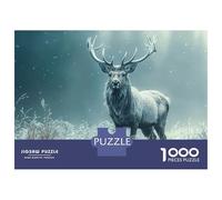 1000 Piece Jigsaw Puzzle for Adults Majestic Deer in Winter Snowfall Jigsaw for Adults Relaxing Games Stress Reliever Birthday And Unique Gifts 70x50cm/1000pcs