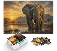 1000 Piece Jigsaw Puzzle for Adults, Majestic Elephant in Golden Hour | For focused indoor leisure, this adult jigsaw puzzle with 1000 pieces works well for longer puzzle sessions.