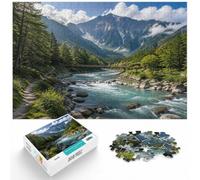 1000 Piece Jigsaw Puzzle for Adults, Majestic Mountain River Landscape | As a Christmas gift idea, this adult jigsaw puzzle with 1000 pieces works as both a festive gift and an indoor activity.