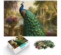1000 Piece Jigsaw Puzzle for Adults, Majestic Peacock in a Floral Garden