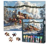 1000 Piece Jigsaw Puzzle for Adults - Majestic Train Journey Through Snowy Forest Winter Wonderland with Glittering Snow-Covered Trees, Premium Puzzles, 27.5x19.7 in