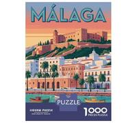 1000 Piece Jigsaw Puzzle for Adults, Malaga Travel Artwork, Mindfulness Activity, Winter Indoor Entertainment, Precision Cut Pieces, 70x50cm/1000pcs