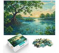 1000 Piece Jigsaw Puzzle for Adults, Mangrove Forest Landscape Illustration | For New Year downtime after the celebrations: Adult jigsaw puzzle with 1000 pieces fits relaxed evenings through December.