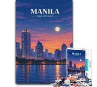 1000 Piece Jigsaw Puzzle for Adults, Manila Philippines Cityscape at Night | For a puzzle gift during the festive season: Adult jigsaw puzzle with 1000 pieces fits relaxed evenings through December.
