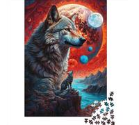 1000 Piece Jigsaw Puzzle for Adults, Many Moons Lone Wolf, 38x26cm/1000pcs, Winter Indoor Activity, Weekend Downtime And Cosy Evenings