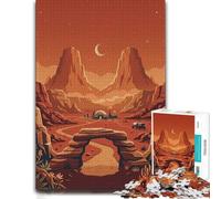 1000 Piece Jigsaw Puzzle for Adults, Martian landscape with rover and base | A winter puzzle activity for a calm start to the year for relaxed downtime.