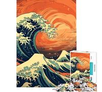 1000 Piece Jigsaw Puzzle for Adults Massive Waves Japanese Jigsaw for Adults Brain Teaser Game Enhance Memory Parent-child Interaction (Size 50x75cm)