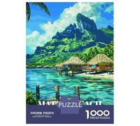 1000 Piece Jigsaw Puzzle for Adults Matira Beach, Bora Bora Illustration Jigsaw Puzzle Toy Wall Decor Wall Decoration Difficult And Challenge 52x38cm/1000pcs