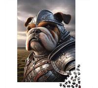 1000-Piece Jigsaw Puzzle for Adults, Medieval Knight Dog Armor, 38x26cm/1000pcs, Relaxing Home Activity And Family Time at Home