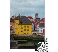 1000 Piece Jigsaw Puzzle for Adults, Medieval Town by the River