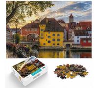 1000 Piece Jigsaw Puzzle for Adults, Medieval Town by the River | For relaxed holiday time: Adult jigsaw puzzle with 1000 pieces works as both a festive gift and an indoor activity.