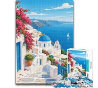 1000 Piece Jigsaw Puzzle for Adults, Mediterranean Village Seascape | For festive leisure at home: 1000-piece jigsaw puzzle for adults offers 1000 pieces for the Christmas break.