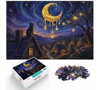 1000 Piece Jigsaw Puzzle for Adults, Melting Moon with Cat and Star Tree | For a calm home hobby, this adult jigsaw puzzle with 1000 pieces fits naturally into relaxed home leisure.