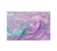 1000 Piece Jigsaw Puzzle for Adults,Mermaid Pastel Pink Purple Aqua Teal, Puzzles with Letters on Back, Challenging Puzzle for Game Night Home Décor, 19.7 x 29.5