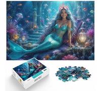 1000 Piece Jigsaw Puzzle for Adults, Mermaid Queen on Throne | For a puzzle gift during the festive season, this adult jigsaw puzzle with 1000 pieces creates puzzle time on colder days.