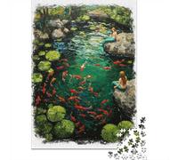 1000 Piece Jigsaw Puzzle for Adults, Mermaids and Koi Pond Painting
